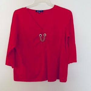 Jones of New York red/orange top 3/4 length sleeve